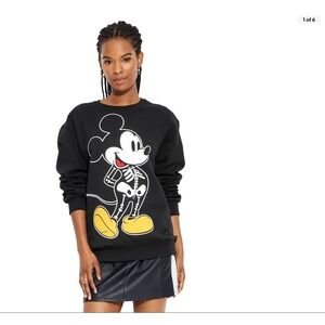Disney Mickey Mouse Skeleton‎ Halloween Black Graphic Crew Sweatshirt XXS (I)